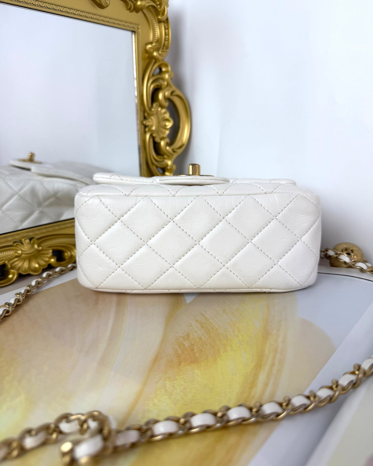 Chanel Pearl Crush Mini Square Flap Bag - White - View 5