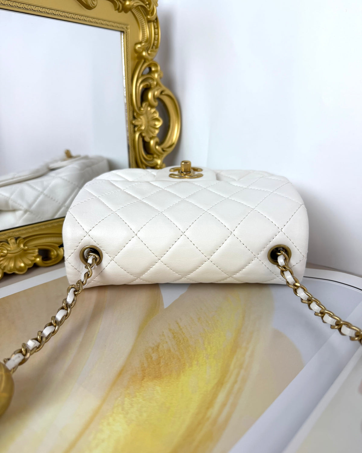 Chanel Pearl Crush Mini Square Flap Bag - White - View 6