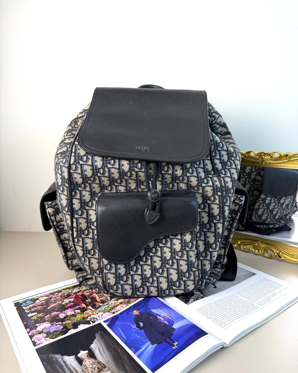 Dior Saddle Backpack - Beige And Black - View 1