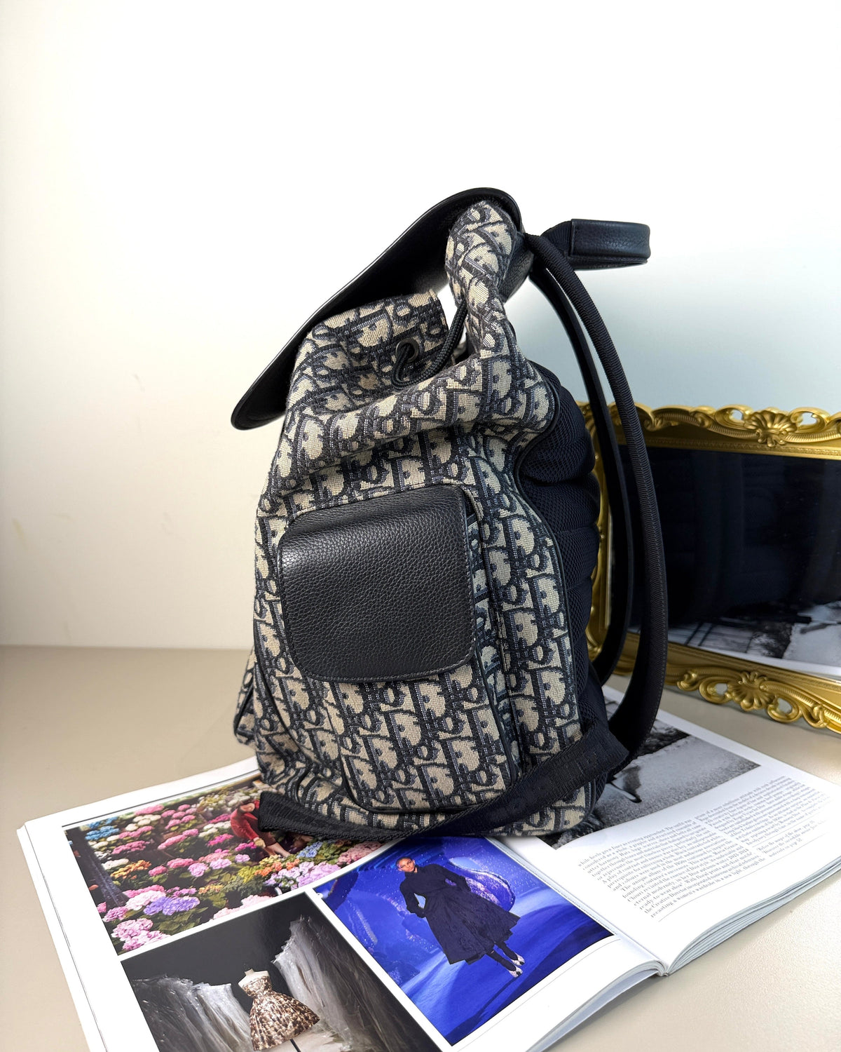 Dior Saddle Backpack - Beige And Black - View 4