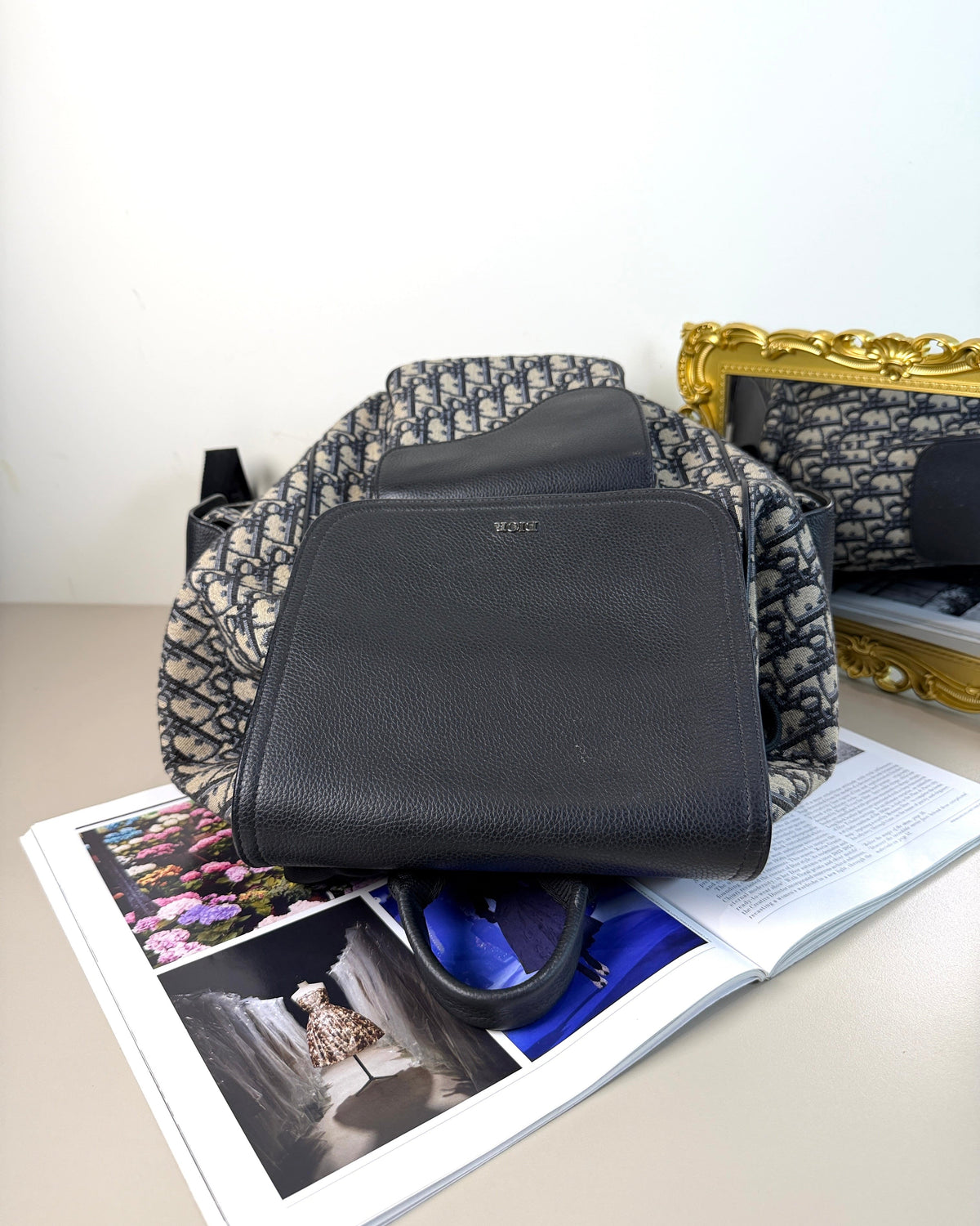 Dior Saddle Backpack - Beige And Black - View 6