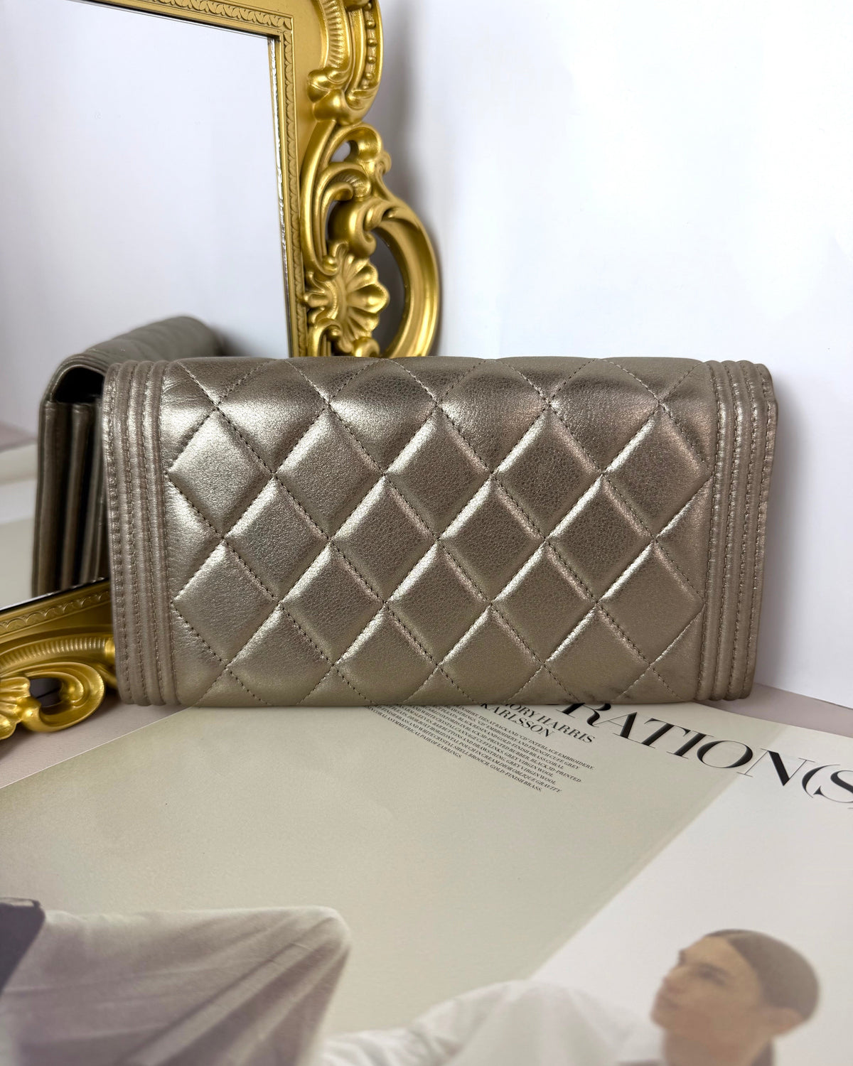 Chanel Boy Chanel Long Flap Wallet - Metalic Champagne Gold - View 2