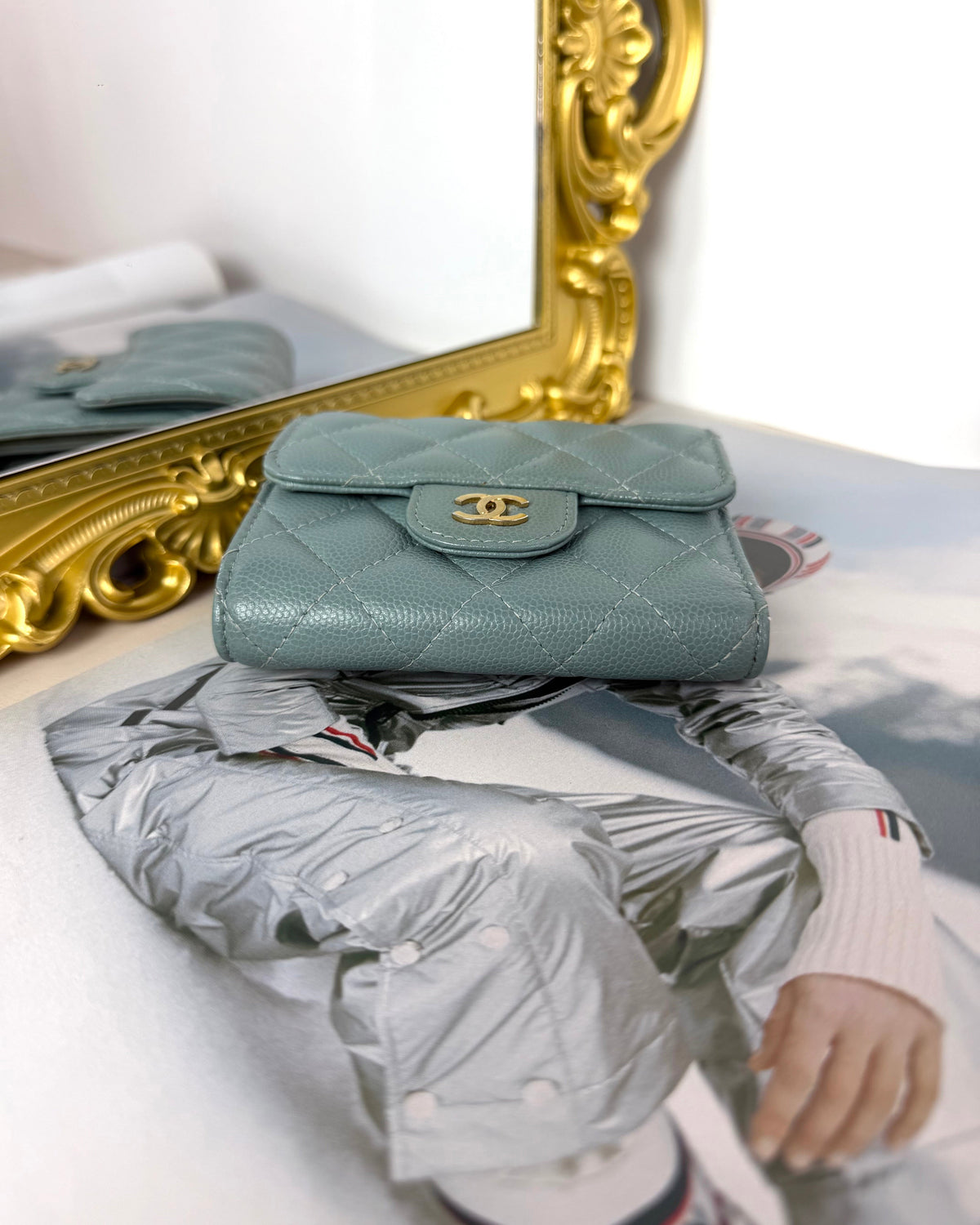 Chanel Classic Small Flap Wallet - Grayish Smoky Green - View 5