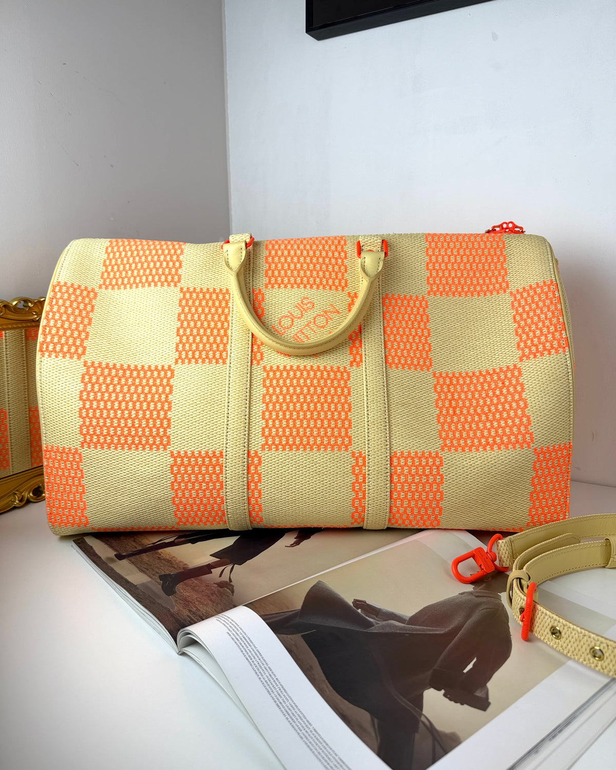 Louis Vuitton Damier Giant Keepall Bandoulière 50 Bag - Beige/ Orange - View 2