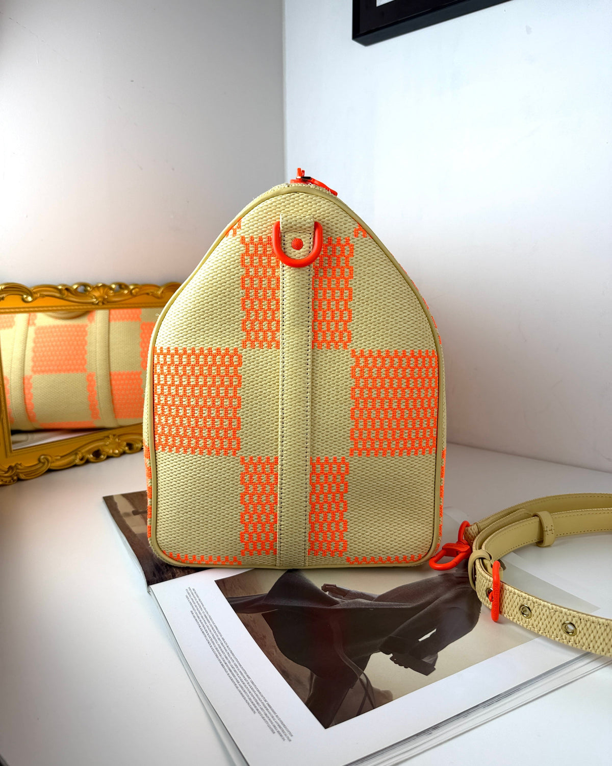 Louis Vuitton Damier Giant Keepall Bandoulière 50 Bag - Beige/ Orange - View 4