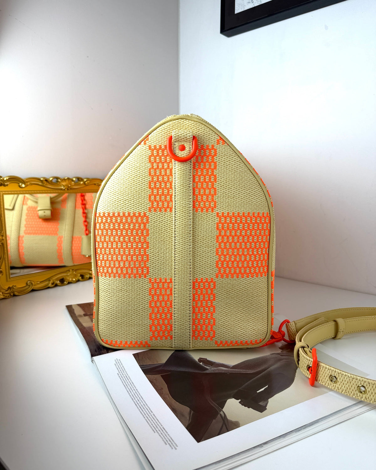 Louis Vuitton Damier Giant Keepall Bandoulière 50 Bag - Beige/ Orange - View 3
