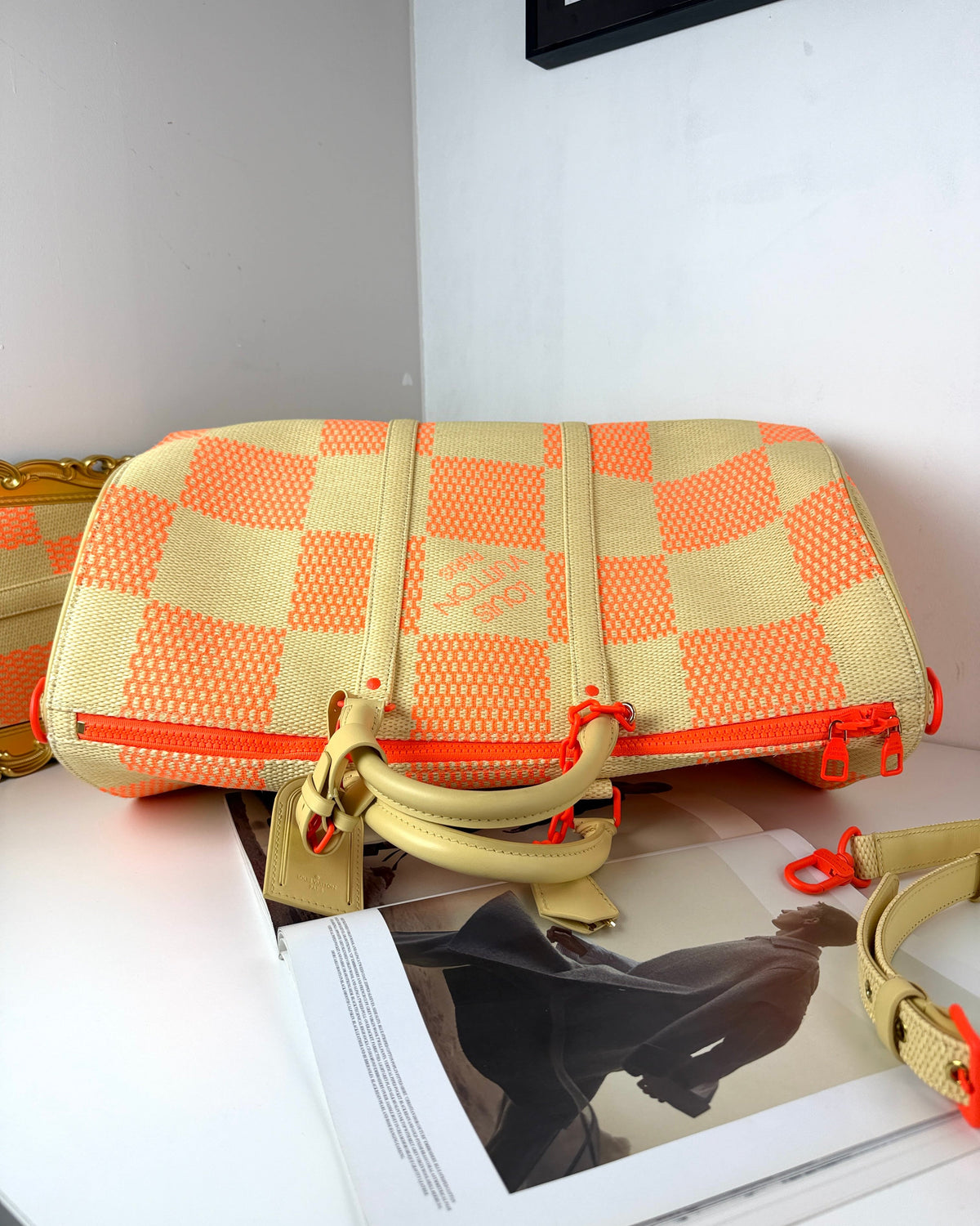 Louis Vuitton Damier Giant Keepall Bandoulière 50 Bag - Beige/ Orange - View 6