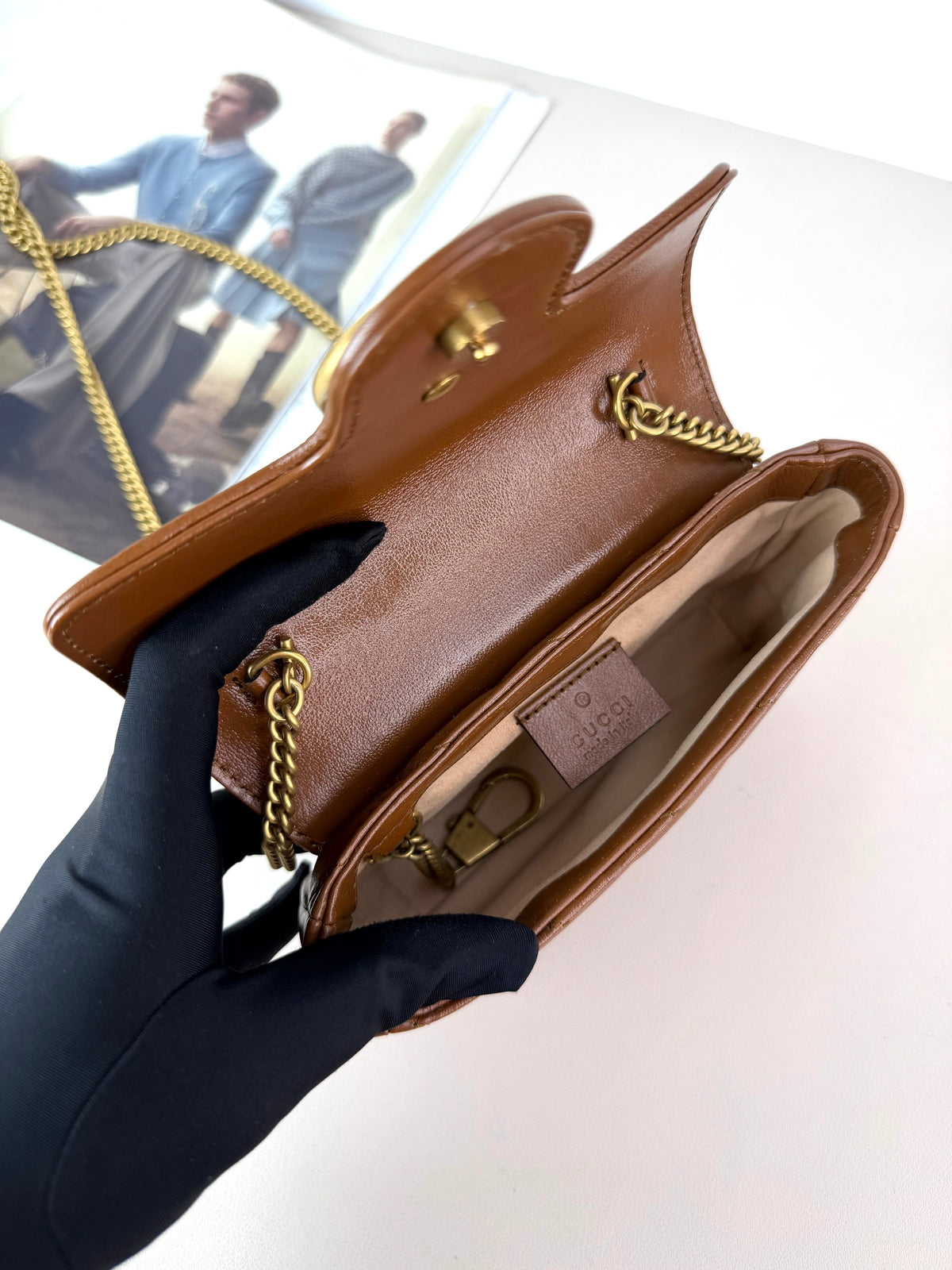 Gucci GG Marmont Matelassé Super Mini Bag - Brown - View 7