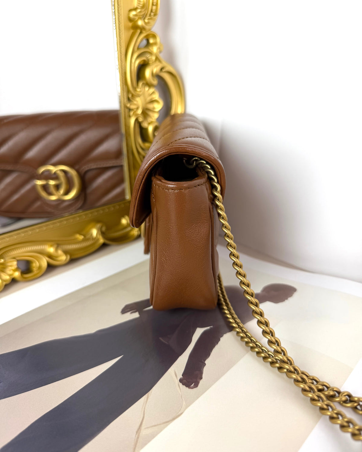 Gucci GG Marmont Matelassé Super Mini Bag - Brown - View 4