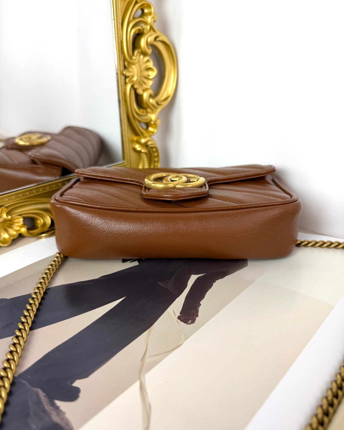 Gucci GG Marmont Matelassé Super Mini Bag - Brown - View 5