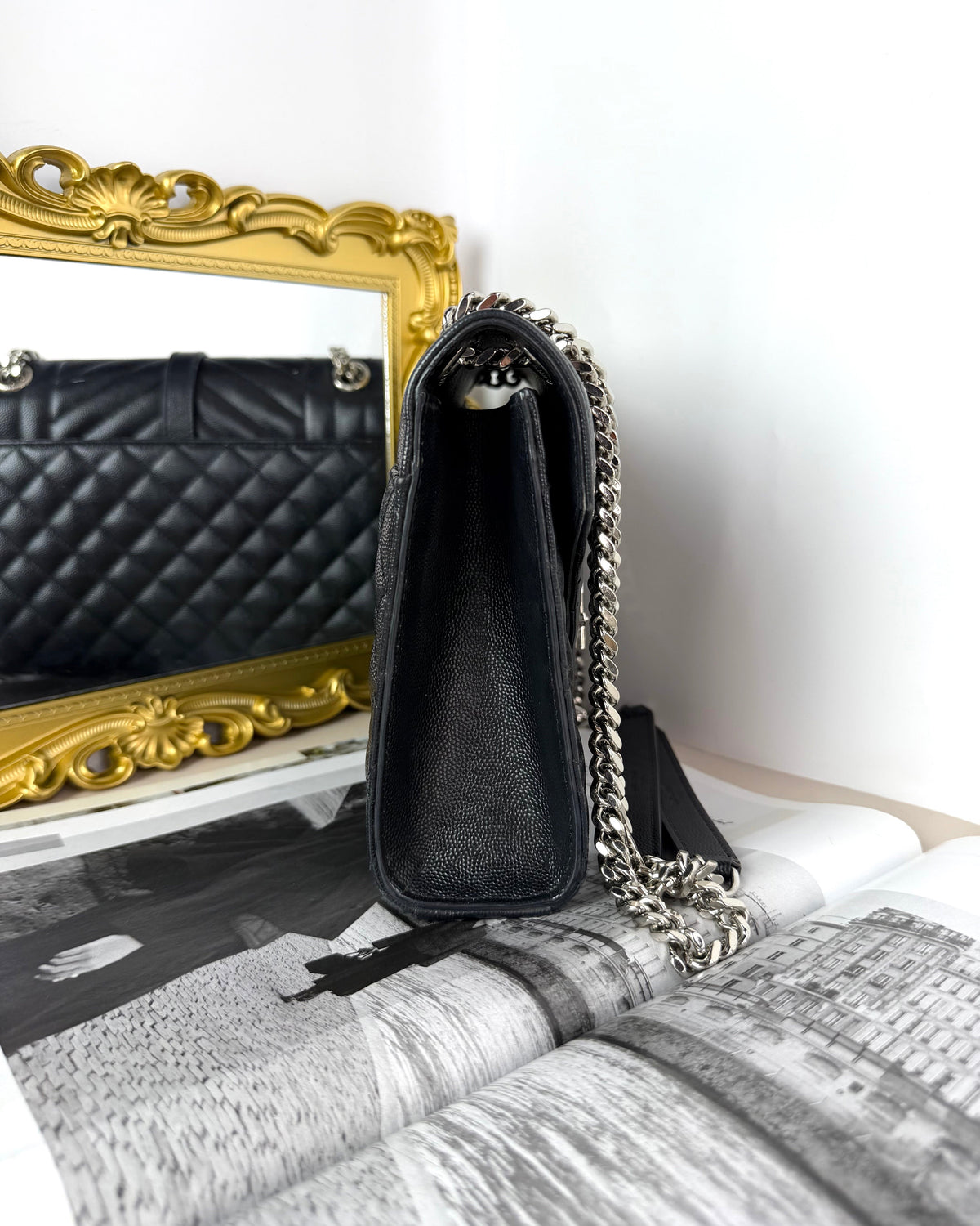 Saint Laurent Envelope Medium Bag - Black - View 3