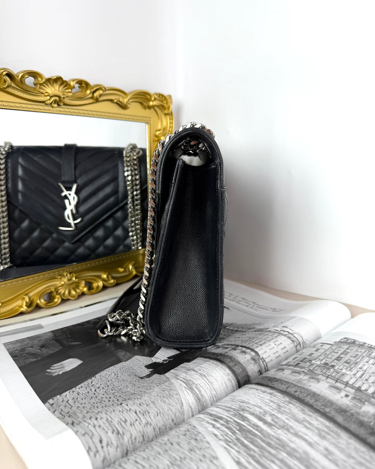 Saint Laurent Envelope Medium Bag - Black - View 4