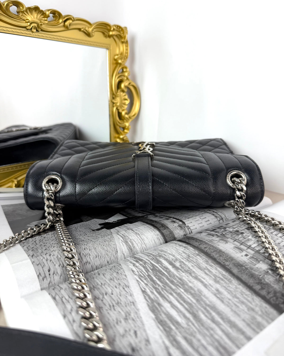 Saint Laurent Envelope Medium Bag - Black - View 6
