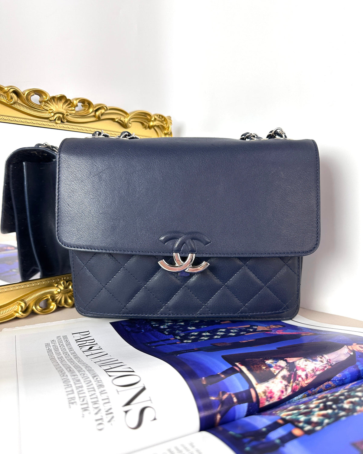 Chanel CC Box Flap Bag - Navy Blue - View 1
