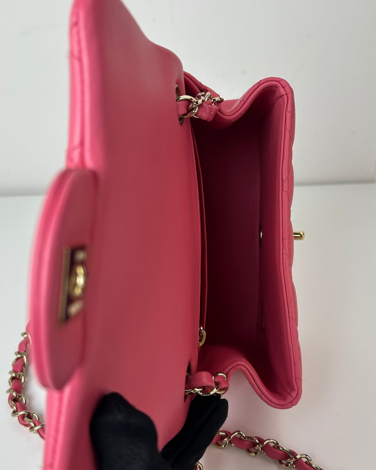 Chanel Classic Mini Square Flap Bag - Rose Dragée - View 7