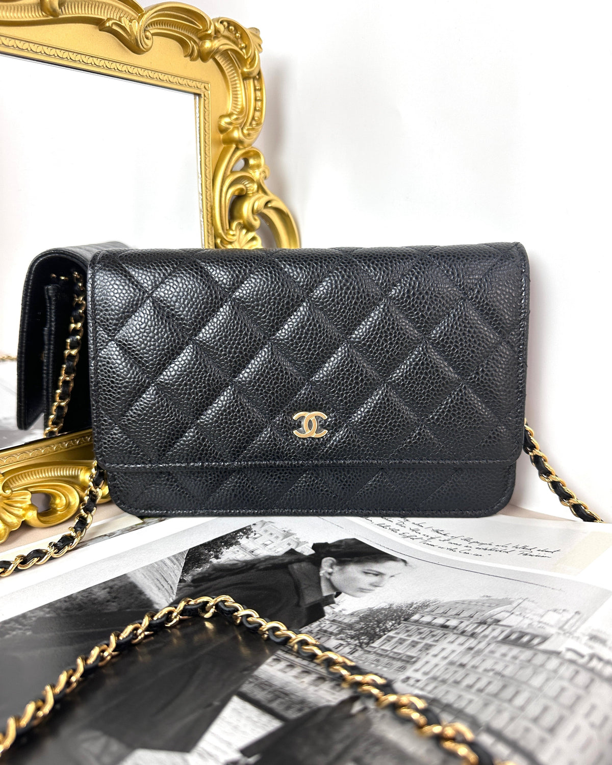 Chanel Classic Wallet on Chain - Black With Gold Hardware - View 1