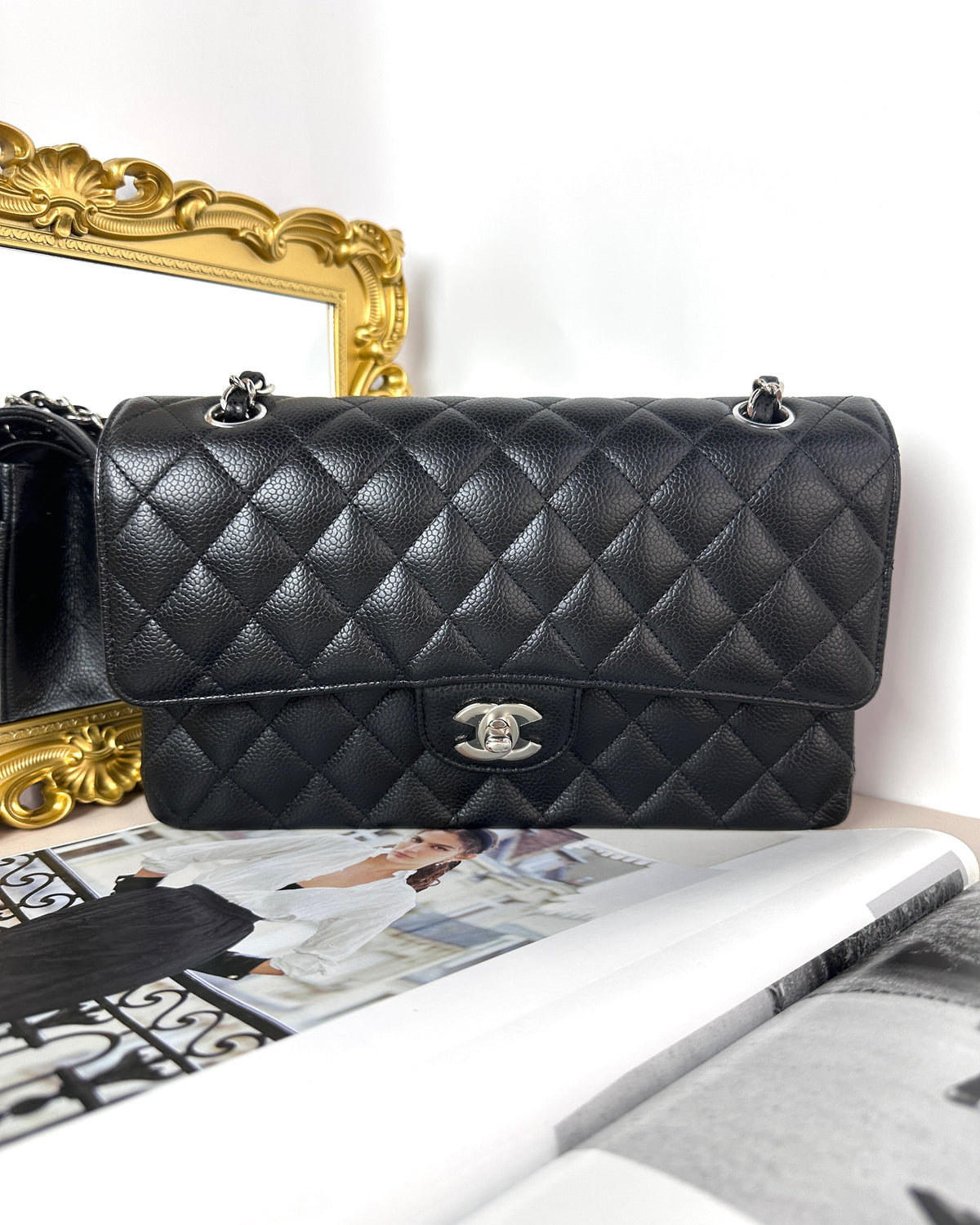 Chanel Classic Double Flap Bag - Black With Silver Hardware - View 1