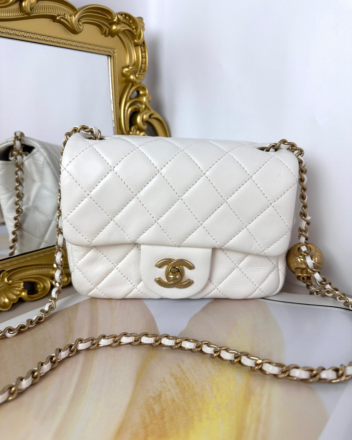 Chanel Pearl Crush Mini Square Flap Bag - White - View 1