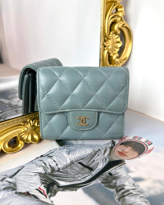 Chanel Classic Small Flap Wallet - Grayish Smoky Green - View 1