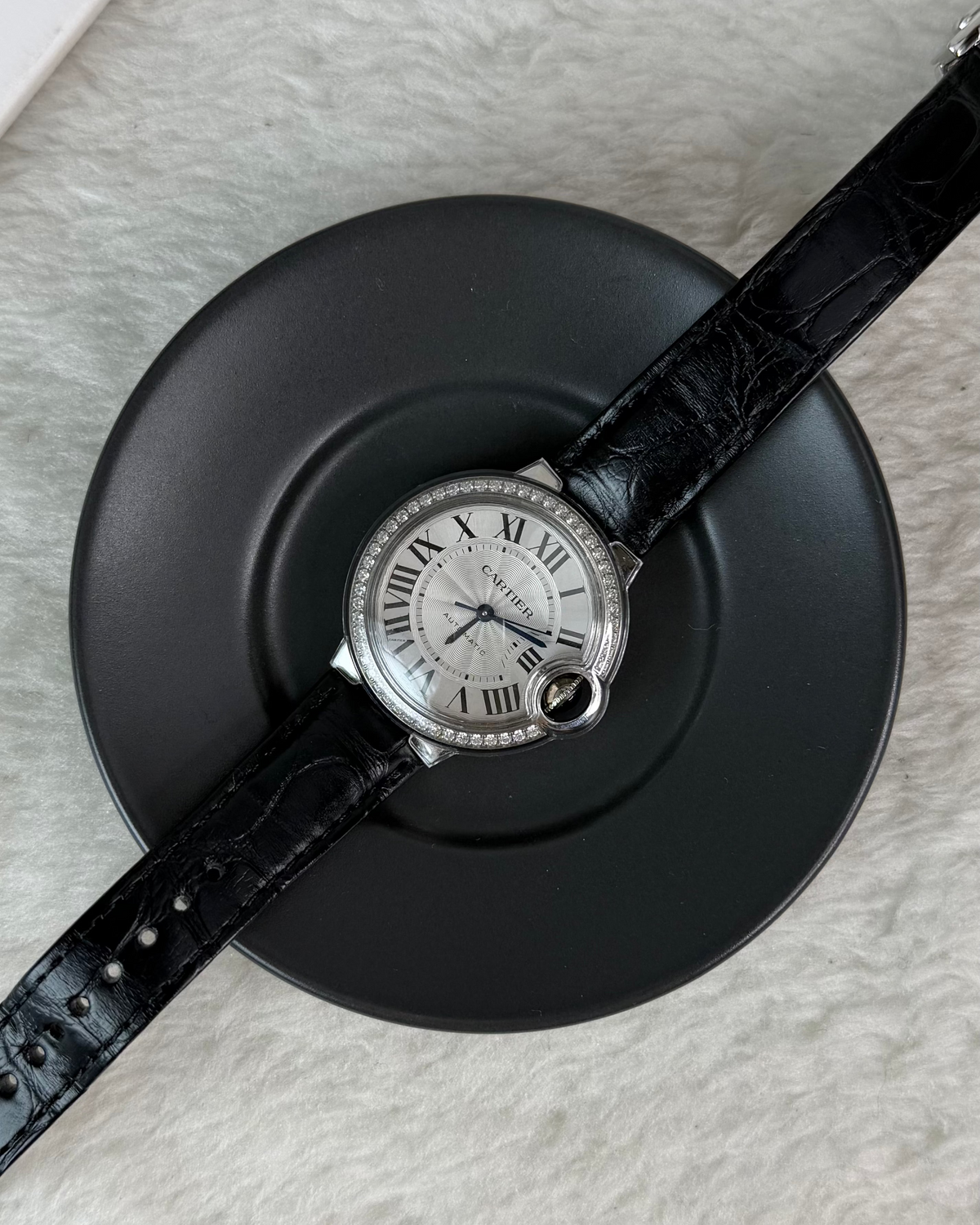 Cartier Ballon Bleu de Cartier Watch - Silver Dial, Black Strap - View 3