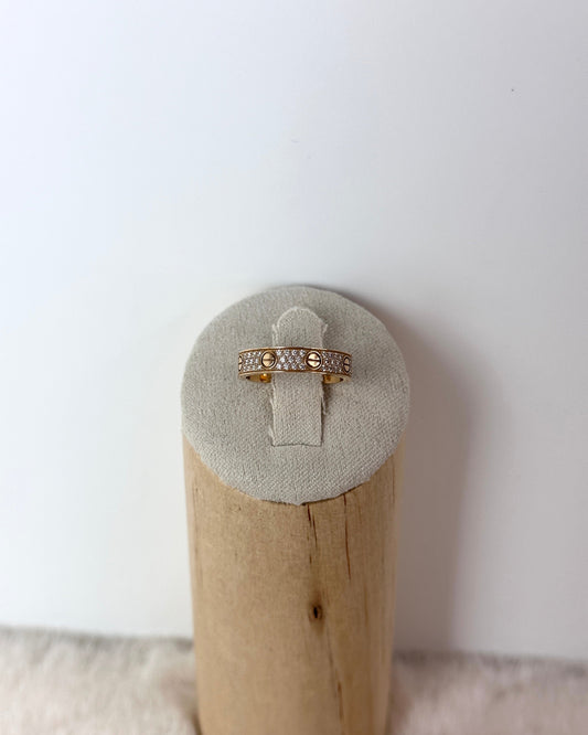 Cartier LOVE Ring, small model, paved - Rose Gold - View 1