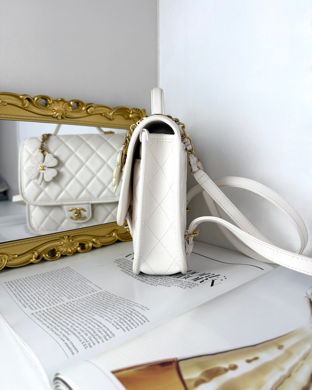 Chanel Clover Charm Backpack - White - View 3