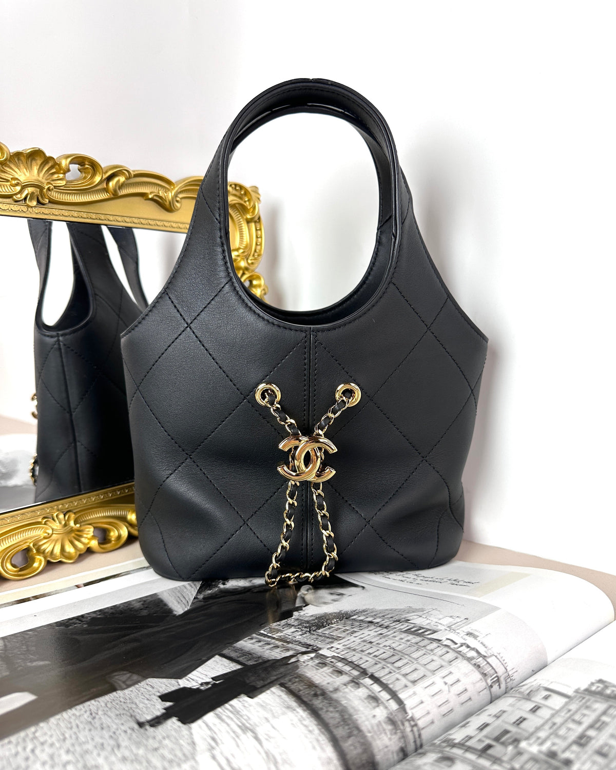 Chanel Small Tote Bag - Black, Gold-Tone Hardware - View 1