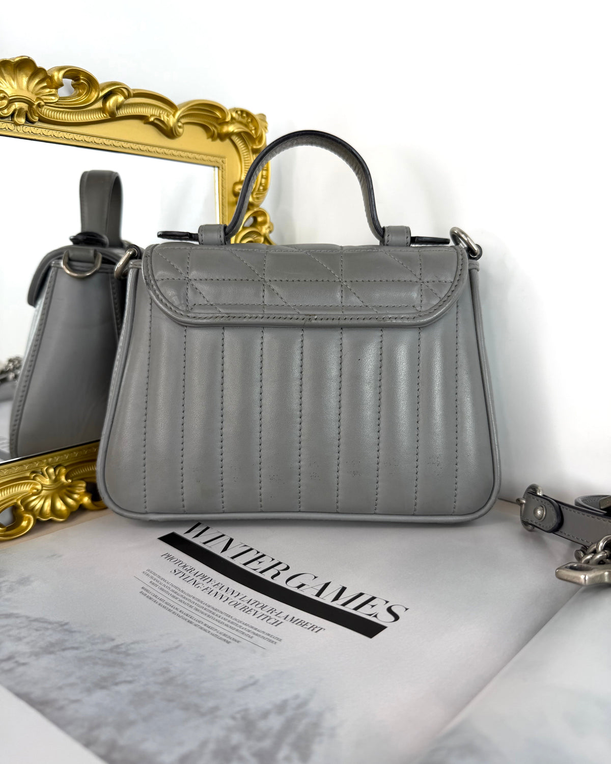 Gucci GG Marmont Mini Top Handle Bag - Dark Grey - View 2