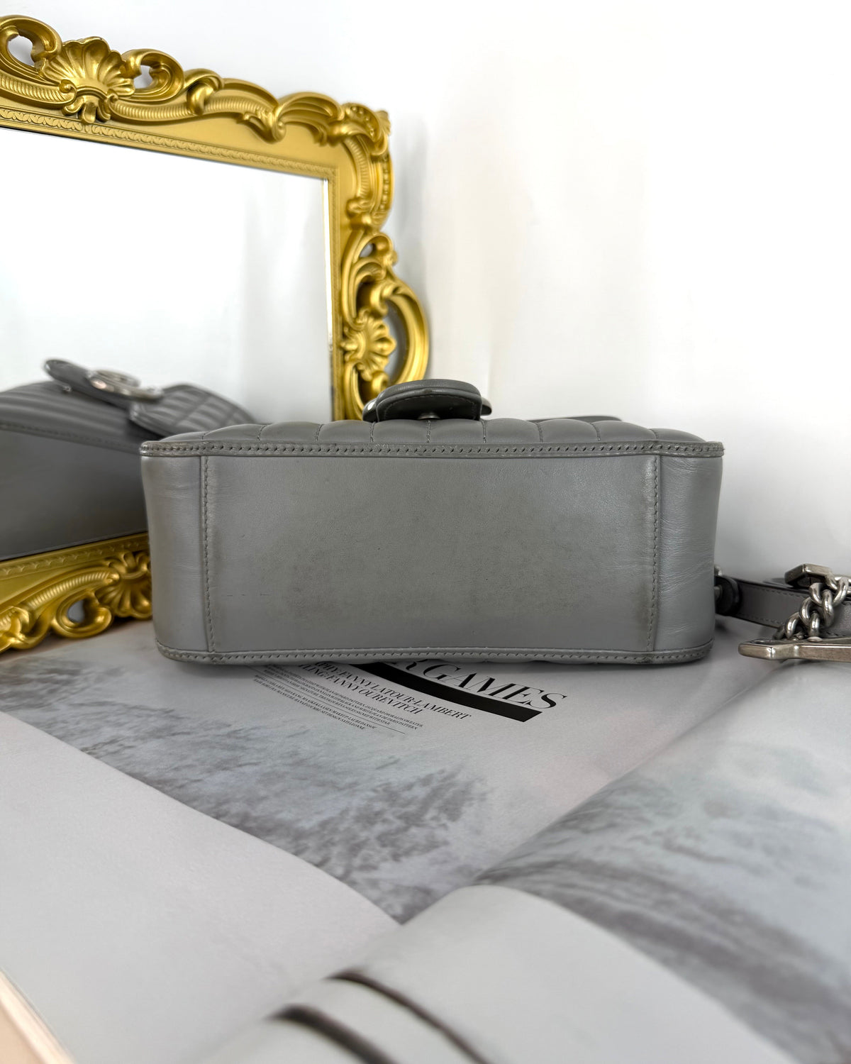 Gucci GG Marmont Mini Top Handle Bag - Dark Grey - View 5