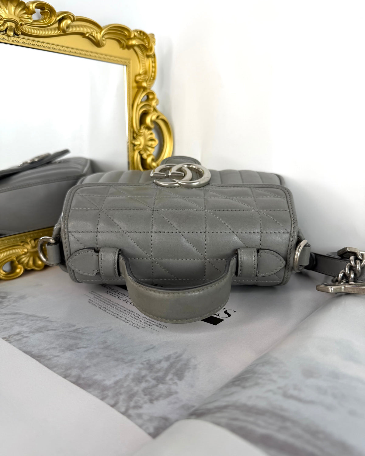 Gucci GG Marmont Mini Top Handle Bag - Dark Grey - View 6