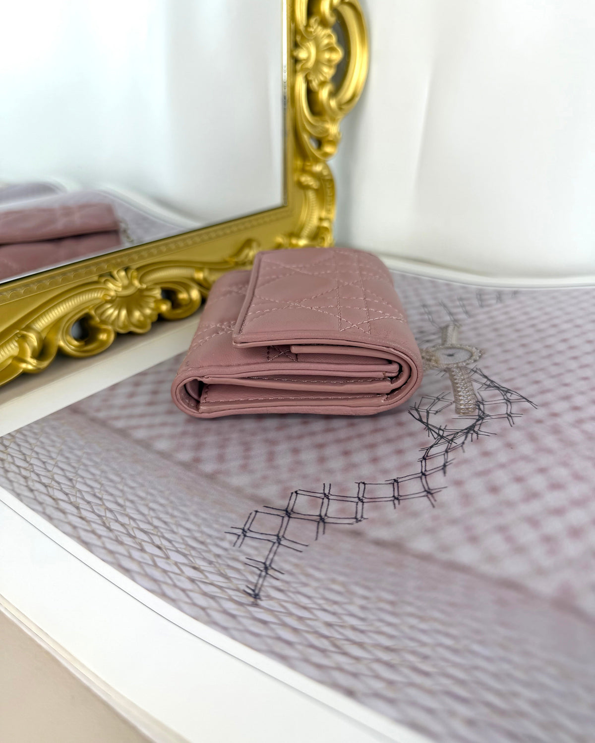 Dior Lady Dior Lotus Wallet - Powder Pink - View 4