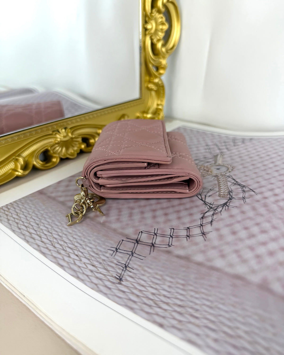 Dior Lady Dior Lotus Wallet - Powder Pink - View 3