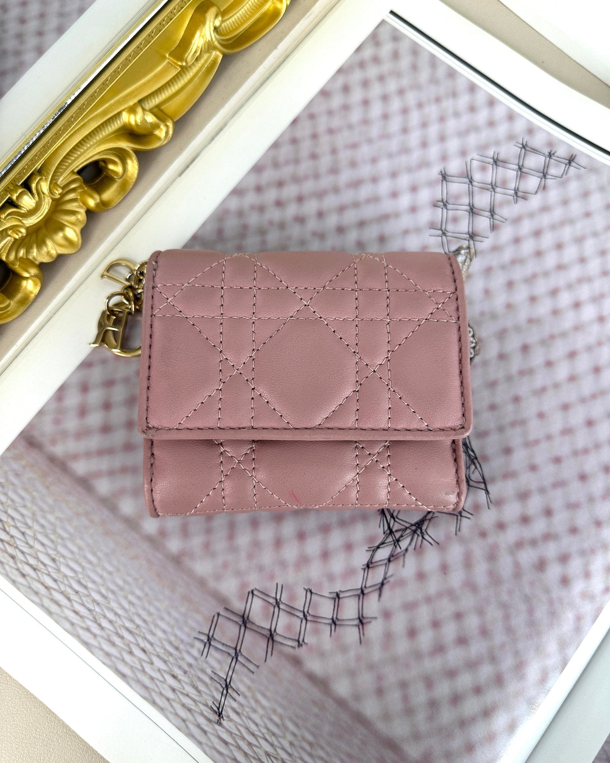 Dior Lady Dior Lotus Wallet - Powder Pink - View 1