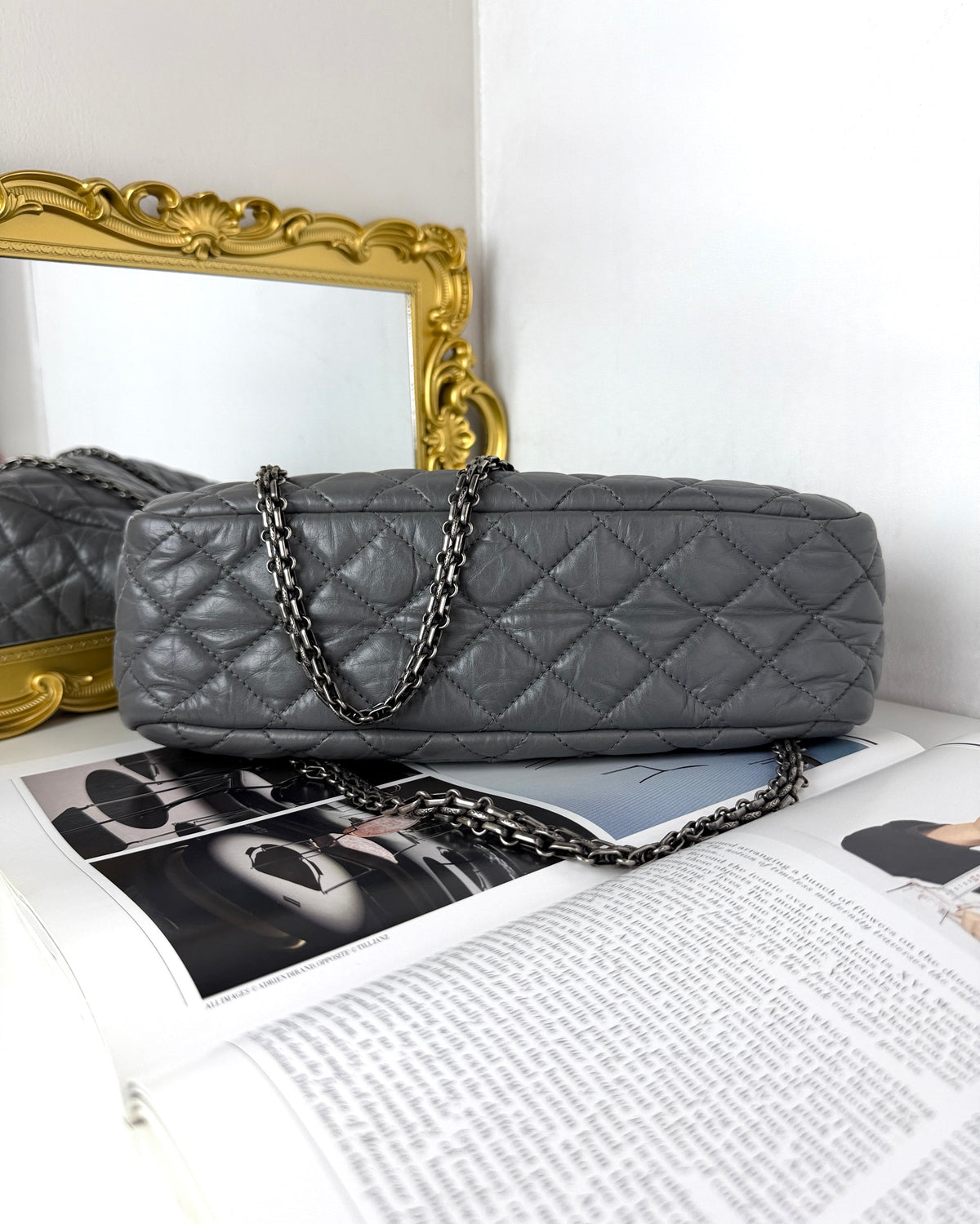 Chanel Aged Calfskin Quilted Reissue Camera Case Bag - Grey, Ruthenium Hardware - View 5