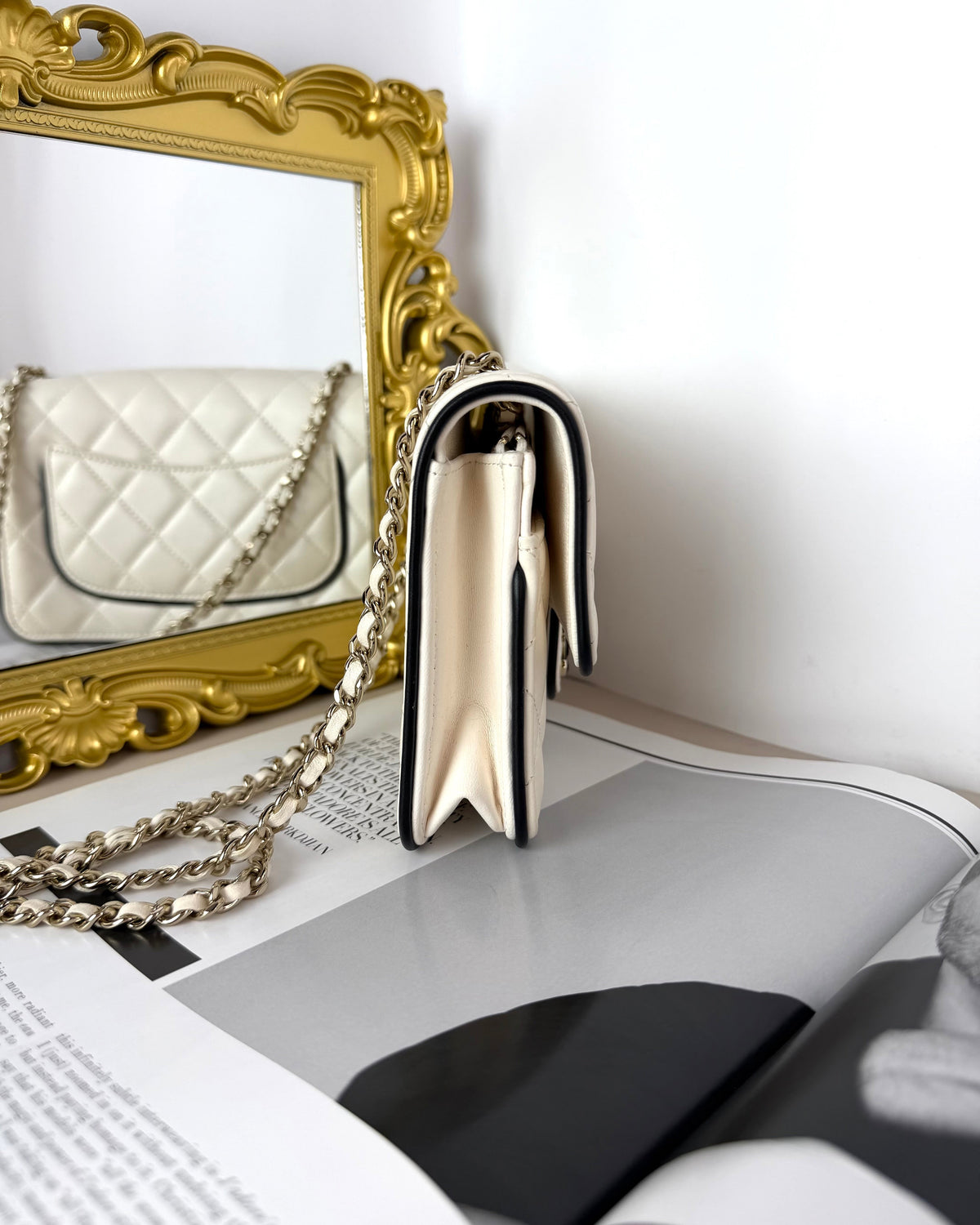 Chanel Small Flap Bag with Chain - White And Black - View 4
