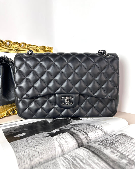 Chanel Classic Flap Bag - Black With Silver Hardware - View 1