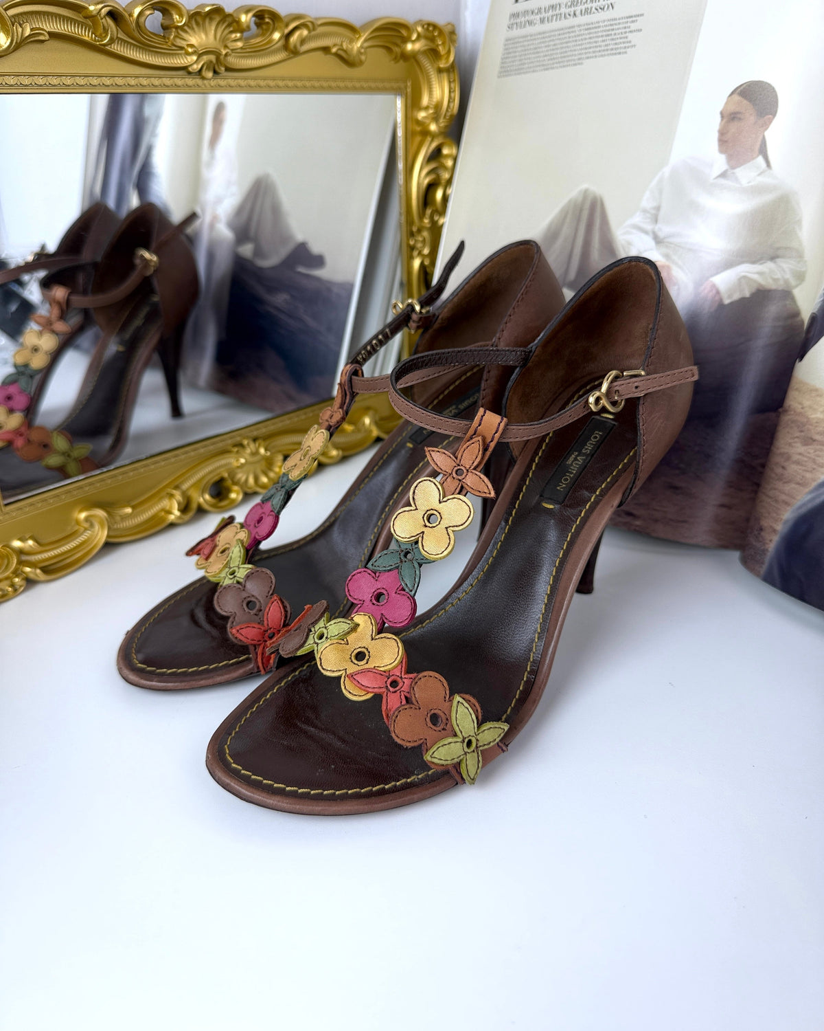 Louis Vuitton Aubepine Floral T-Strap Sandals - View 3