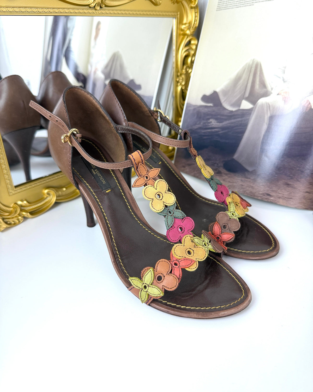 Louis Vuitton Aubepine Floral T-Strap Sandals - View 2