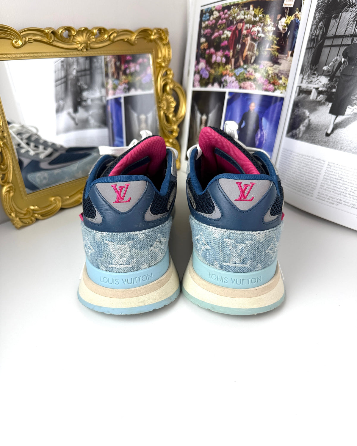 Louis Vuitton Run Away Sneaker - Monogram Denim And Pink - View 4