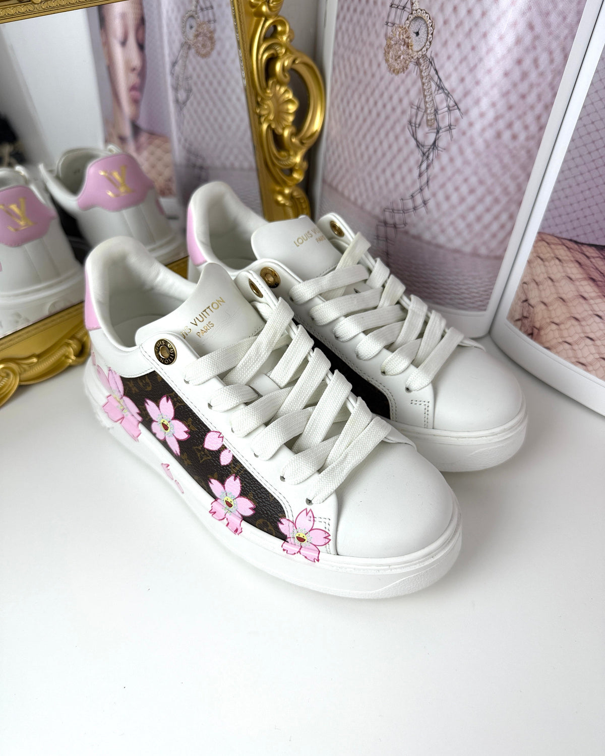 Louis Vuitton x Takashi Murakami Time Out Sneaker - Cherry Blossom White - View 3