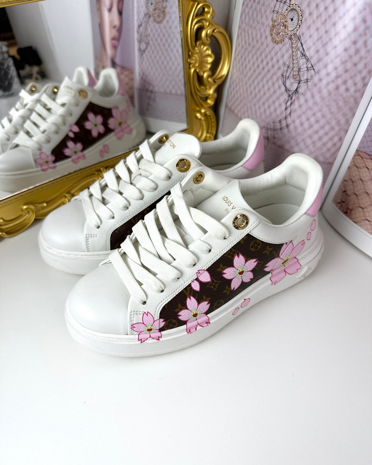 Louis Vuitton x Takashi Murakami Time Out Sneaker - Cherry Blossom White - View 2