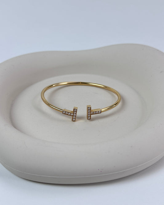 Tiffany & Co. T Wire Bracelet with Diamonds - Yellow Gold - View 1