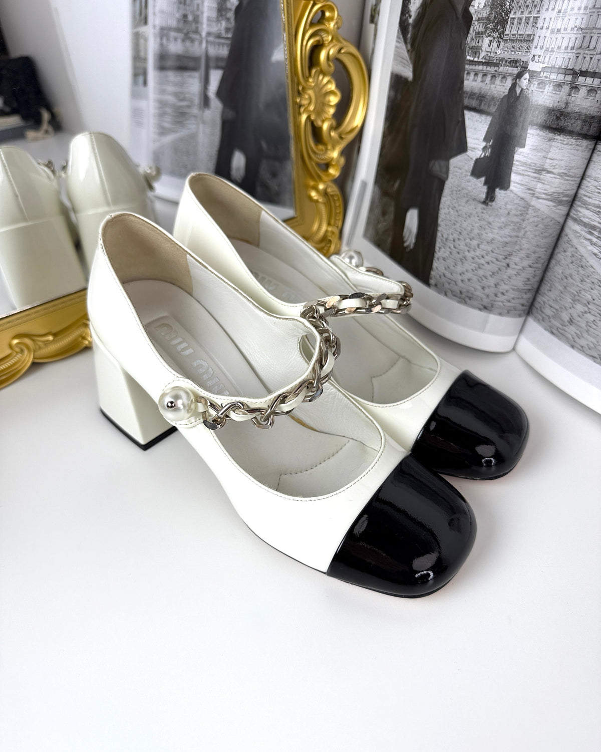 Miu Miu Bicolor Cap-Toe Mary Jane Pumps - View 2