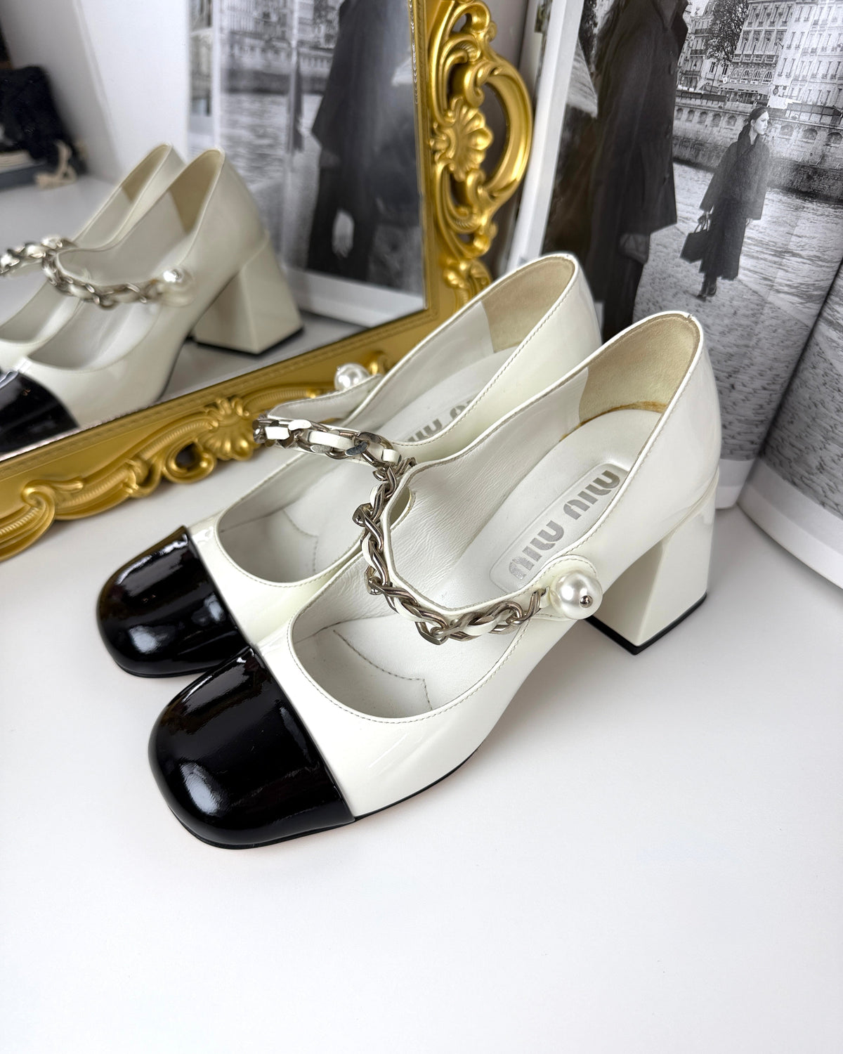 Miu Miu Bicolor Cap-Toe Mary Jane Pumps - View 3