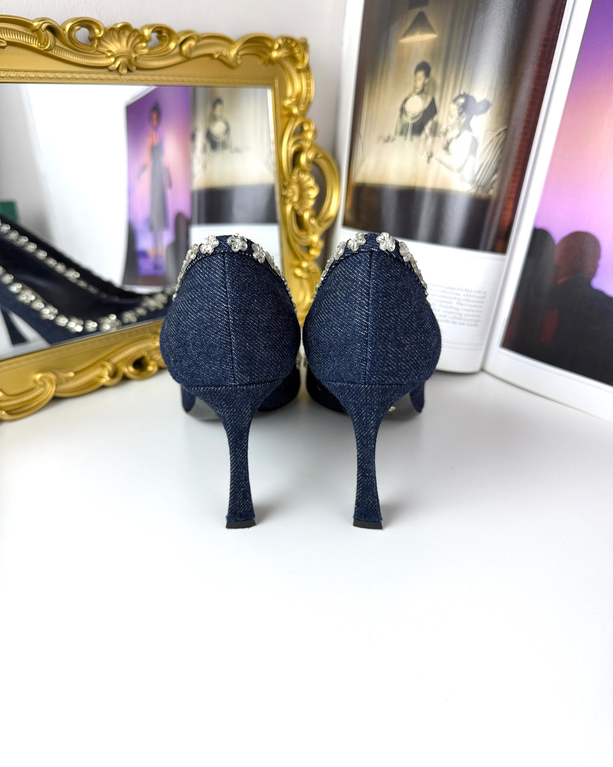 Dior Denim Crystal Garland Pumps - Blue Fonce - View 4