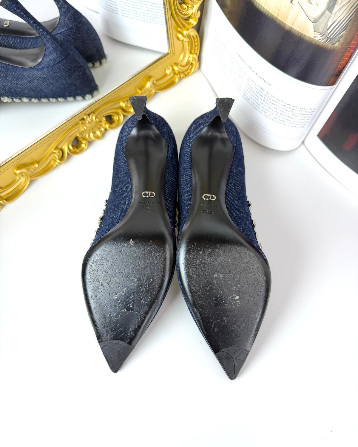 Dior Denim Crystal Garland Pumps - Blue Fonce - View 5