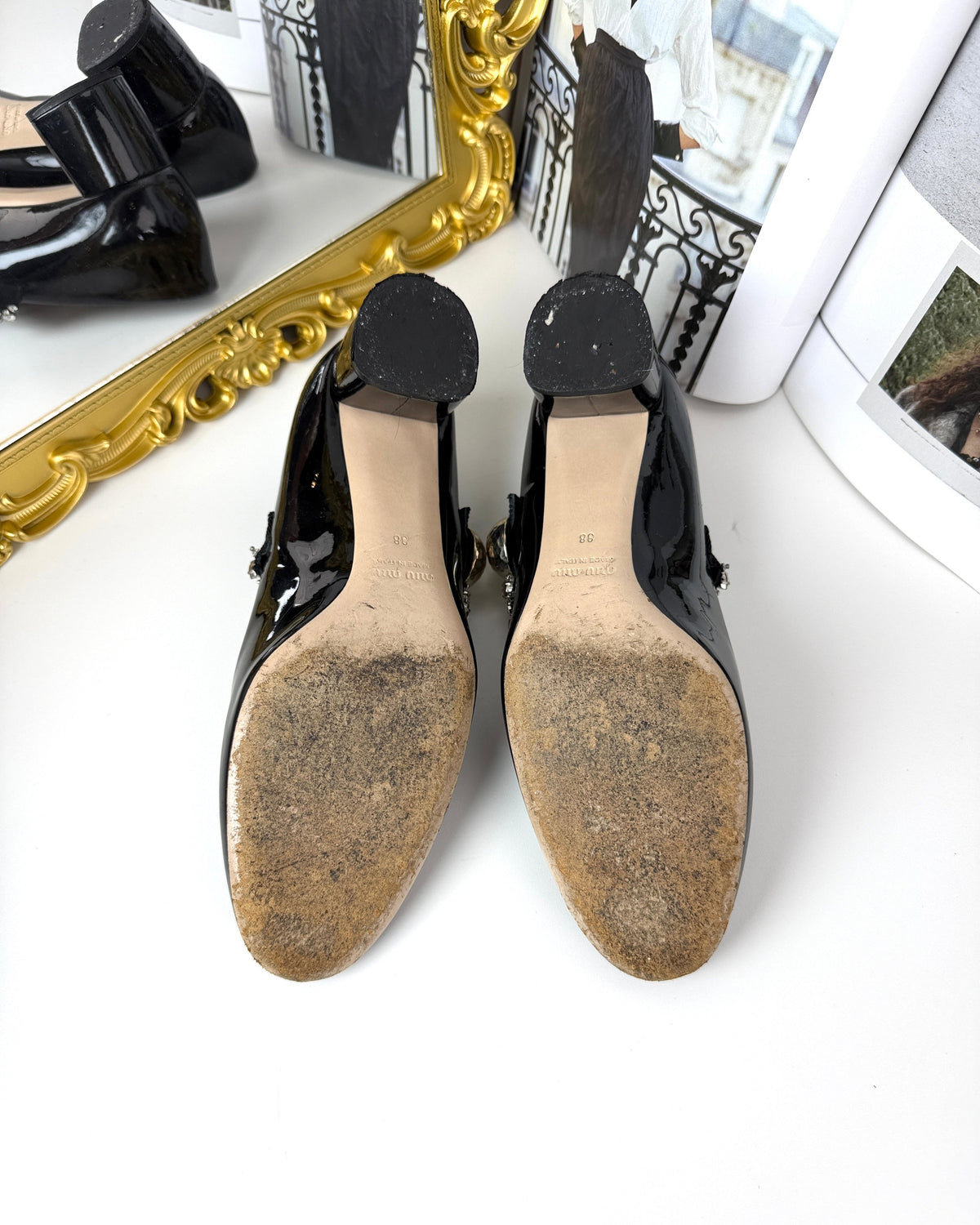 Miu Miu Crystal-Embellished Mary Jane Pumps - Black - View 5