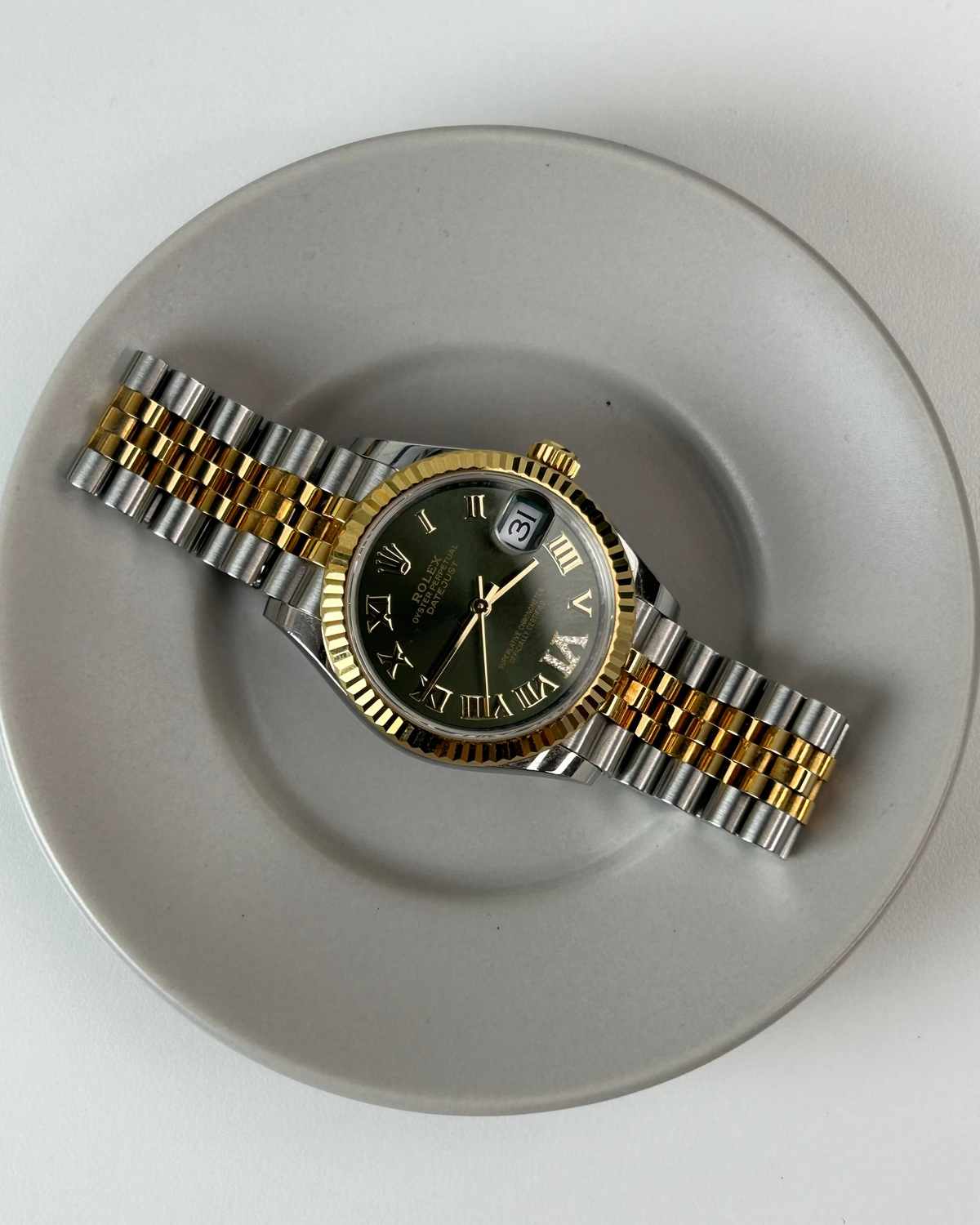 Rolex Oyster Perpetual Datejust Watch - Olive Green Dial - View 3