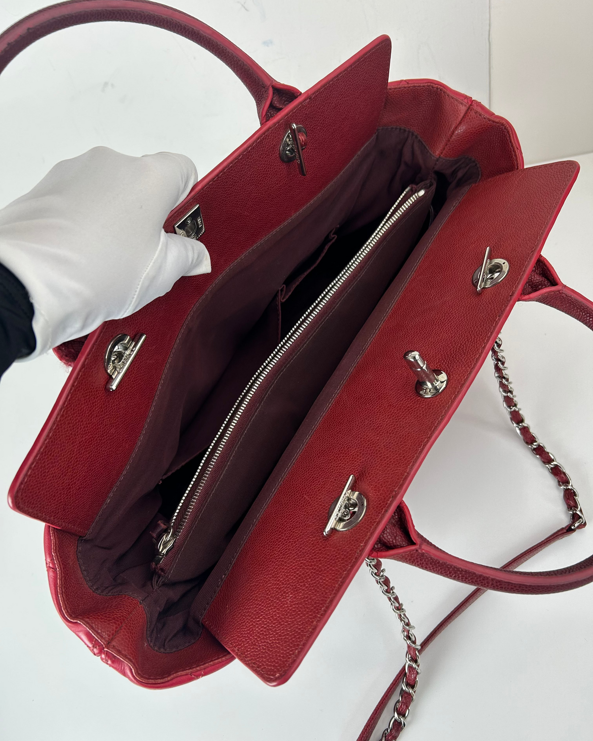 Chanel Matelasse Chain Tote - Red, Silver Hardware - View 7