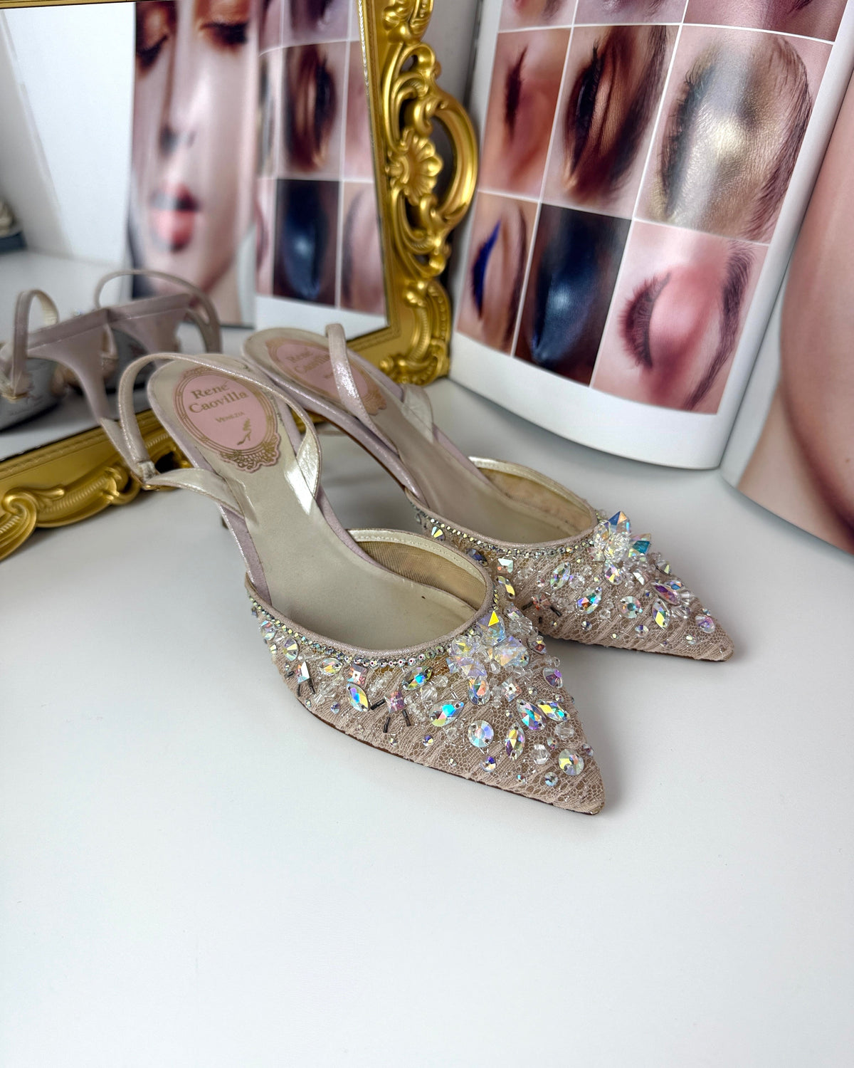 René Caovilla Chandelier Slingback Pumps - Beige/ Light Gold/ Nude - View 3